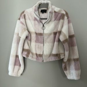 Fuzzy checkered jacket